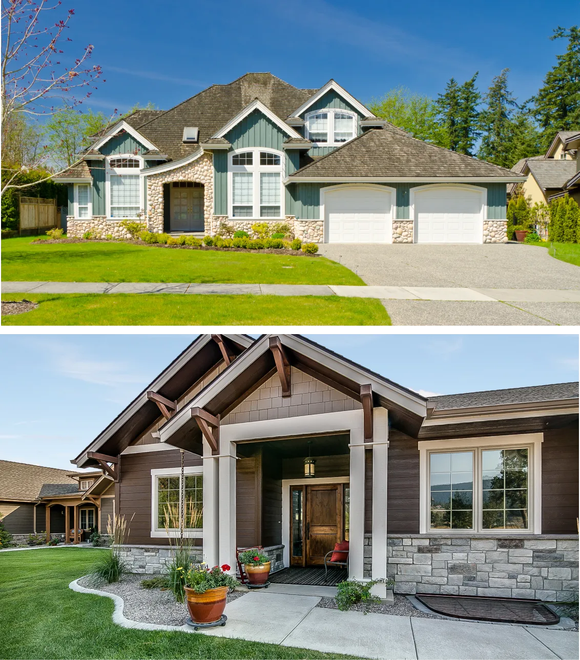 Two beautiful houses, different styles.